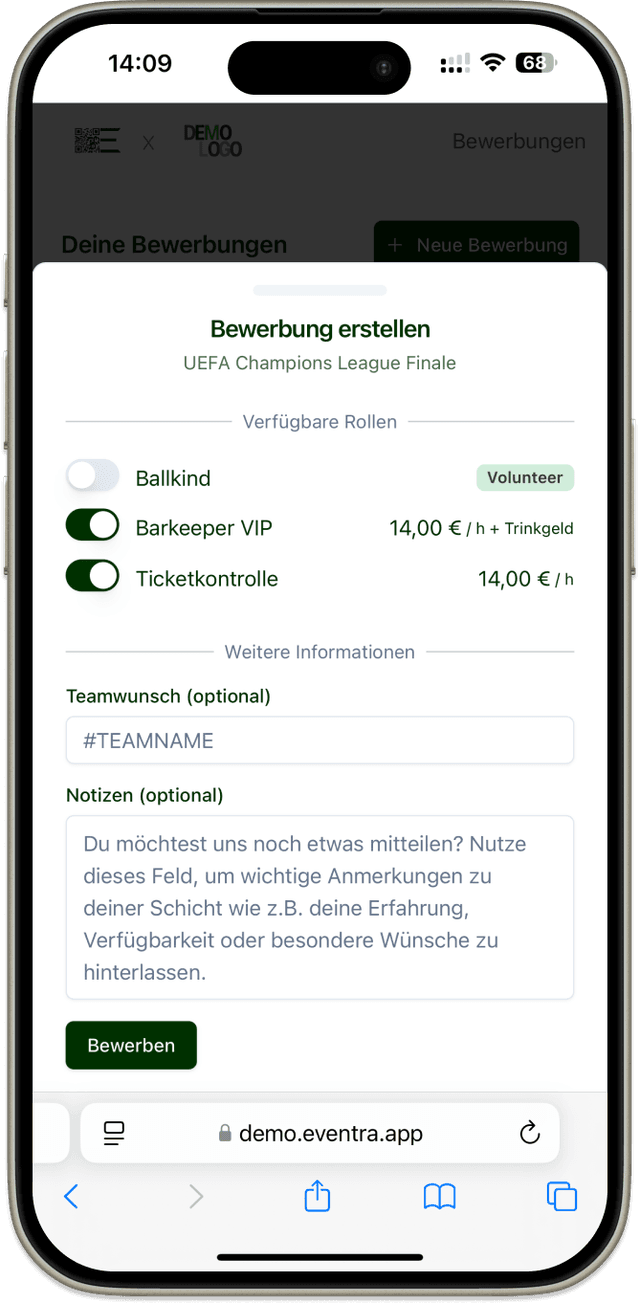 Mobile Bewerbung
